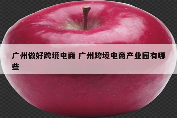 广州做好跨境电商 广州跨境电商产业园有哪些