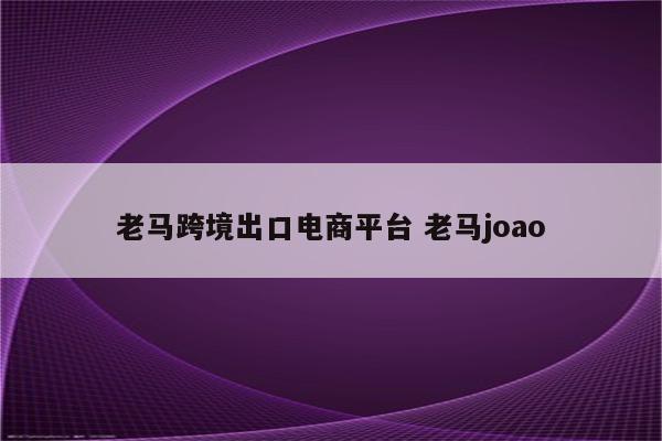 老马跨境出口电商平台 老马joao