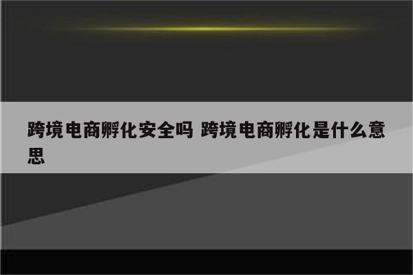 跨境电商孵化安全吗 跨境电商孵化是什么意思
