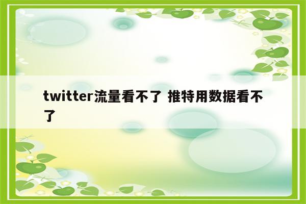 twitter流量看不了 推特用数据看不了