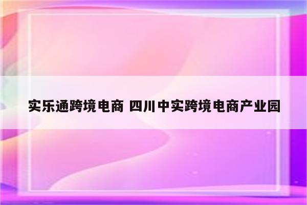 实乐通跨境电商 四川中实跨境电商产业园