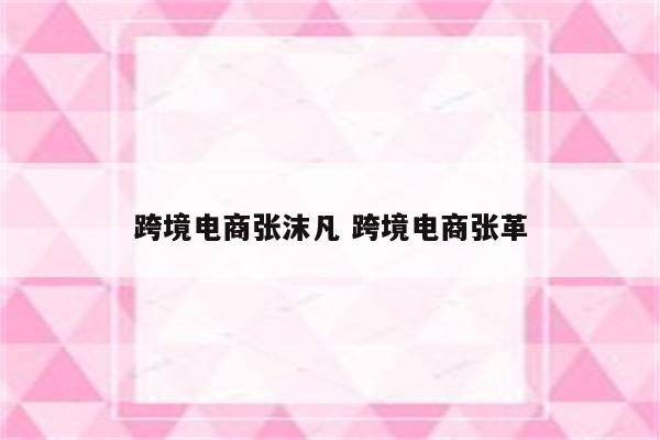 跨境电商张沫凡 跨境电商张革