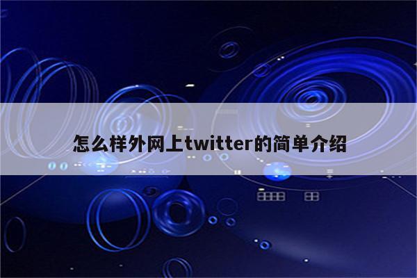 怎么样外网上twitter的简单介绍