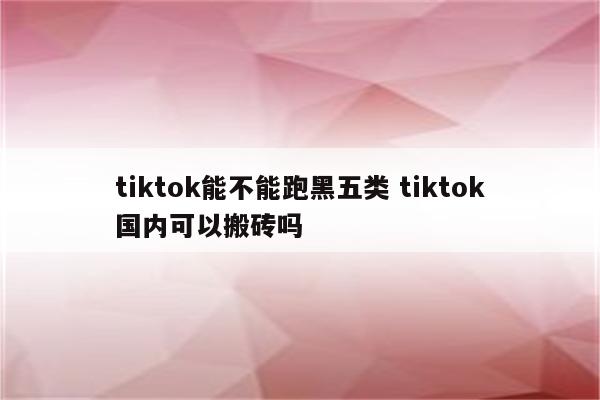 tiktok能不能跑黑五类 tiktok国内可以搬砖吗