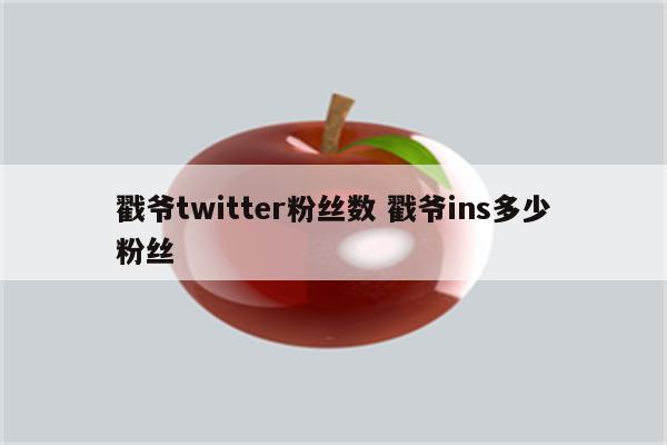 戳爷twitter粉丝数 戳爷ins多少粉丝