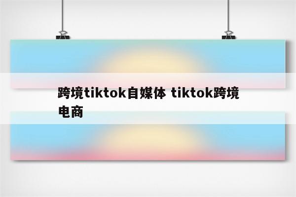 跨境tiktok自媒体 tiktok跨境电商
