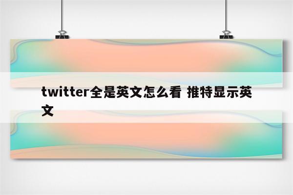 twitter全是英文怎么看 推特显示英文