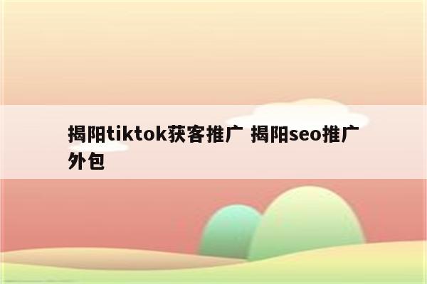 揭阳tiktok获客推广 揭阳seo推广外包
