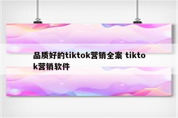 品质好的tiktok营销全案 tiktok营销软件