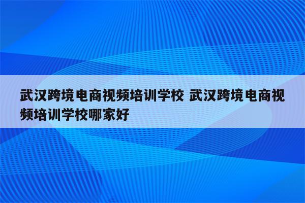 武汉跨境电商视频培训学校 武汉跨境电商视频培训学校哪家好