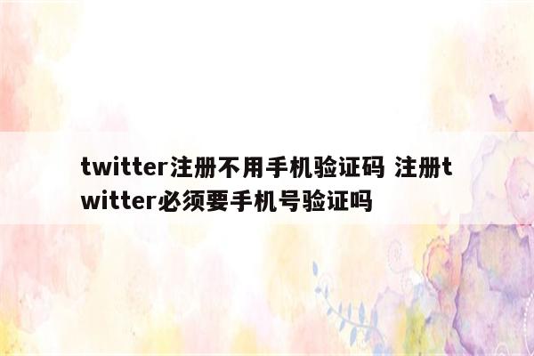 twitter注册不用手机验证码 注册twitter必须要手机号验证吗