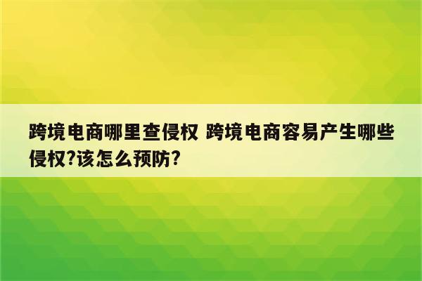 跨境电商哪里查侵权 跨境电商容易产生哪些侵权?该怎么预防?