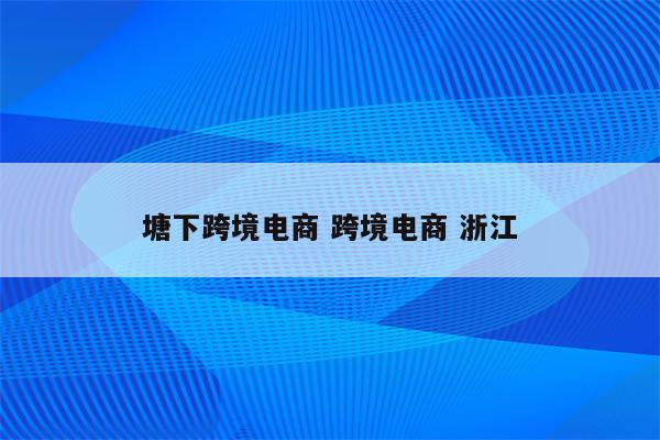 塘下跨境电商 跨境电商 浙江