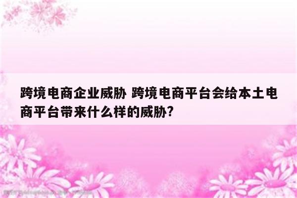 跨境电商企业威胁 跨境电商平台会给本土电商平台带来什么样的威胁?