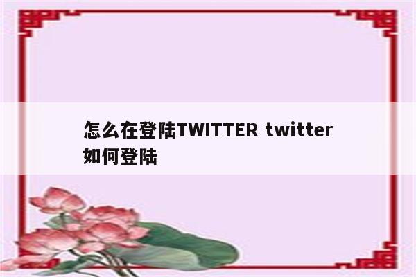 怎么在登陆TWITTER twitter如何登陆