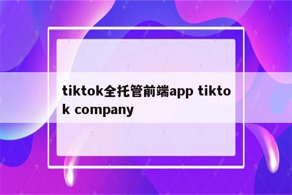 tiktok全托管前端app tiktok company