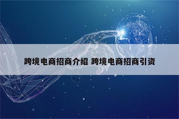 跨境电商招商介绍 跨境电商招商引资