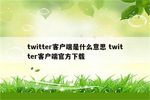 twitter客户端是什么意思 twitter客户端官方下载