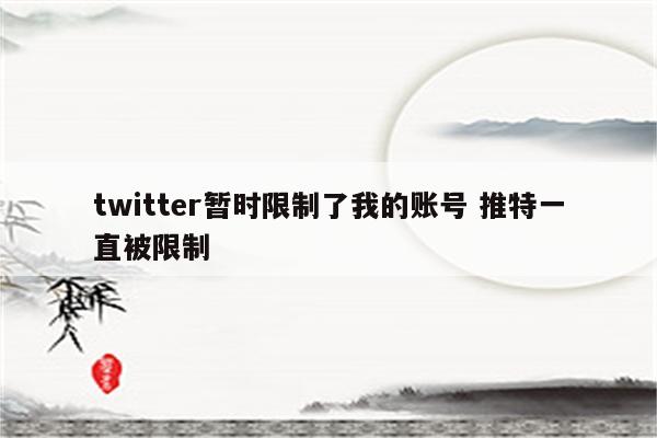 twitter暂时限制了我的账号 推特一直被限制