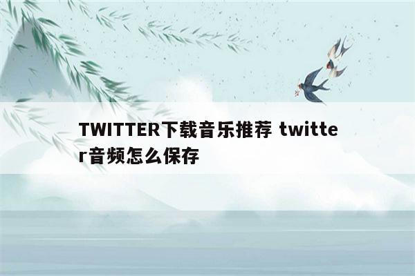 TWITTER下载音乐推荐 twitter音频怎么保存