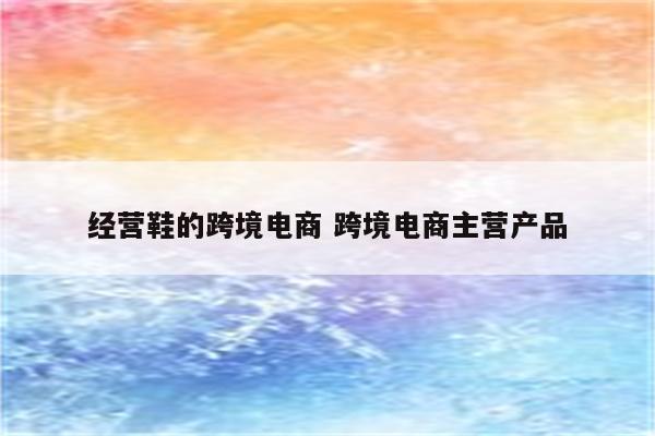 经营鞋的跨境电商 跨境电商主营产品