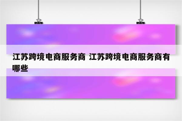 江苏跨境电商服务商 江苏跨境电商服务商有哪些