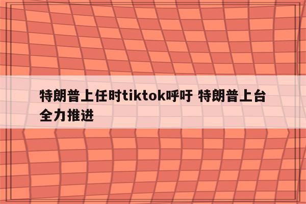 特朗普上任时tiktok呼吁 特朗普上台全力推进