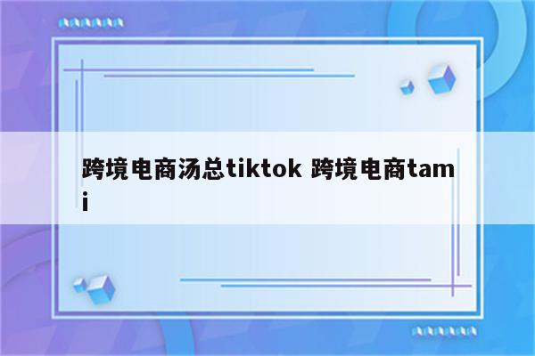 跨境电商汤总tiktok 跨境电商tami