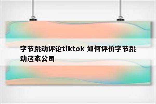 字节跳动评论tiktok 如何评价字节跳动这家公司