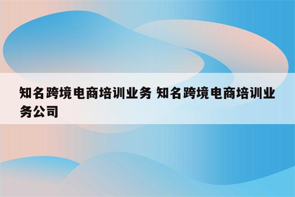 知名跨境电商培训业务 知名跨境电商培训业务公司