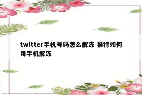 twitter手机号码怎么解冻 推特如何用手机解冻