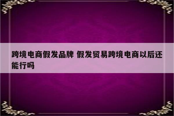 跨境电商假发品牌 假发贸易跨境电商以后还能行吗