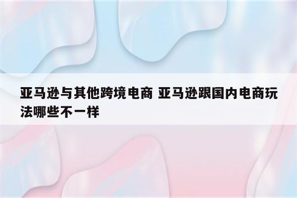 亚马逊与其他跨境电商 亚马逊跟国内电商玩法哪些不一样