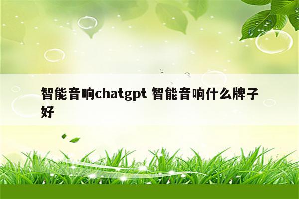 智能音响chatgpt 智能音响什么牌子好