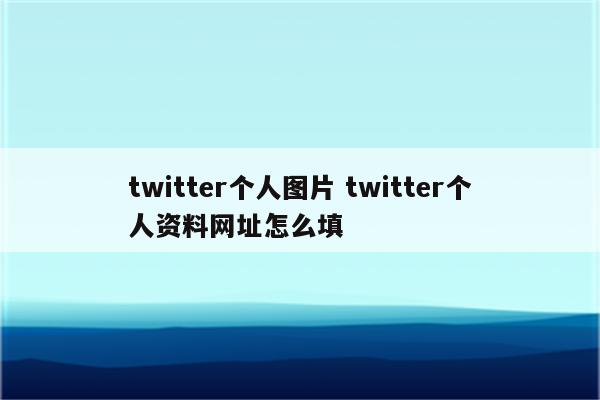 twitter个人图片 twitter个人资料网址怎么填