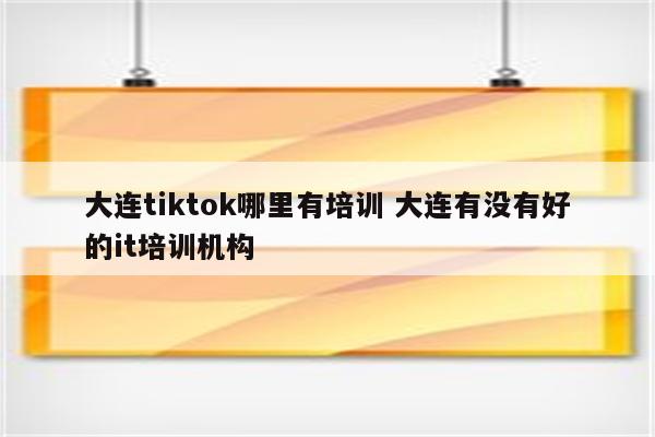 大连tiktok哪里有培训 大连有没有好的it培训机构