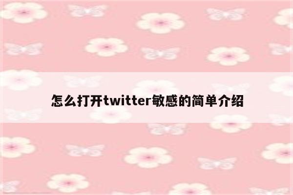 怎么打开twitter敏感的简单介绍