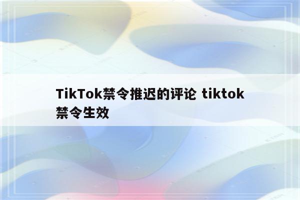 TikTok禁令推迟的评论 tiktok禁令生效
