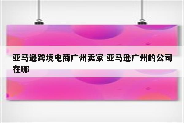 亚马逊跨境电商广州卖家 亚马逊广州的公司在哪