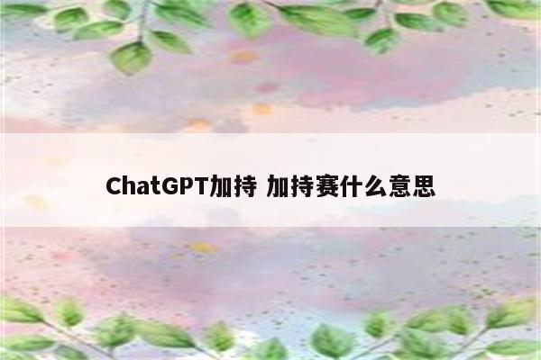 ChatGPT加持 加持赛什么意思