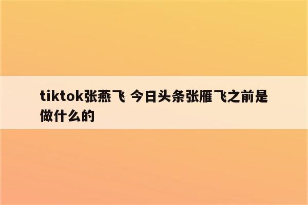 tiktok张燕飞 今日头条张雁飞之前是做什么的