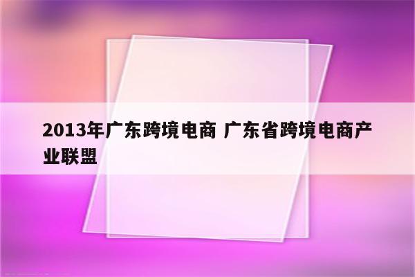 2013年广东跨境电商 广东省跨境电商产业联盟