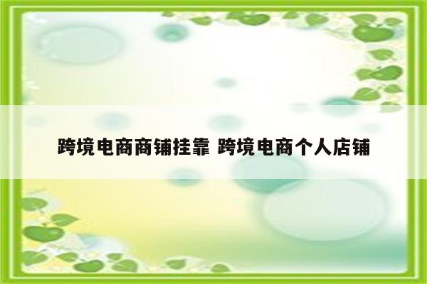 跨境电商商铺挂靠 跨境电商个人店铺
