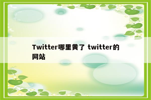 Twitter哪里黄了 twitter的网站