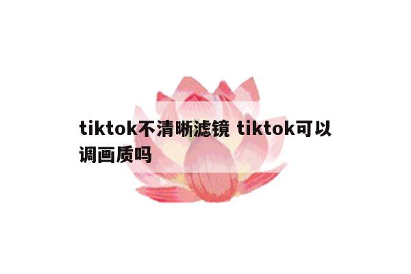 tiktok不清晰滤镜 tiktok可以调画质吗