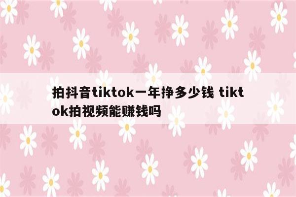 拍抖音tiktok一年挣多少钱 tiktok拍视频能赚钱吗