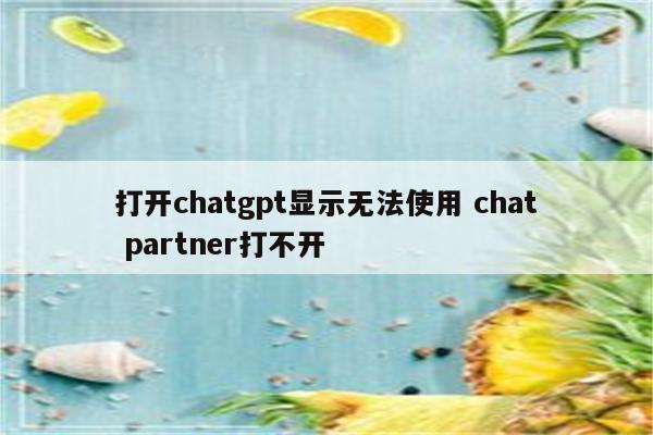 打开chatgpt显示无法使用 chat partner打不开