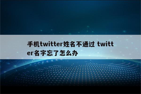 手机twitter姓名不通过 twitter名字忘了怎么办