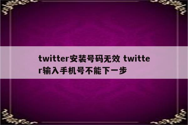 twitter安装号码无效 twitter输入手机号不能下一步