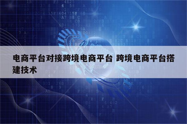 电商平台对接跨境电商平台 跨境电商平台搭建技术